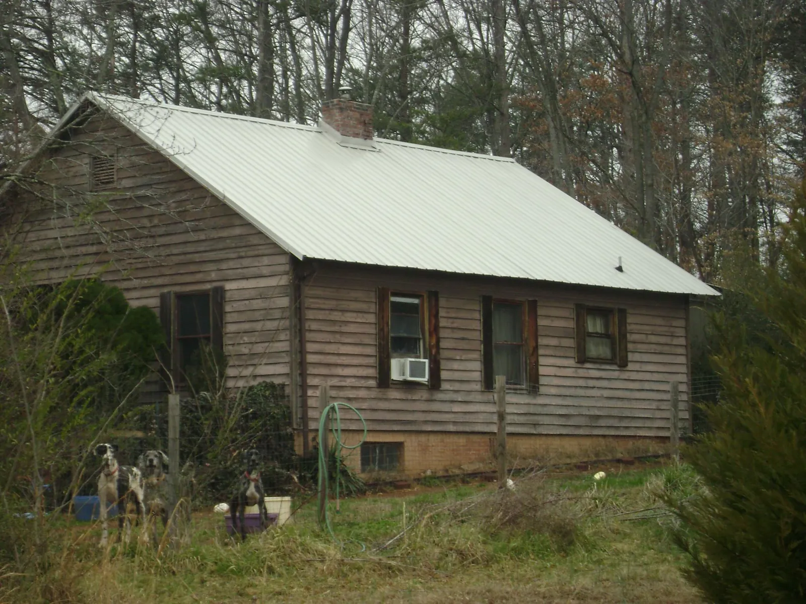 White metal roof on an old wood sided farmhouse, from a Asphalt Shingle Roof Repair job in Colgate